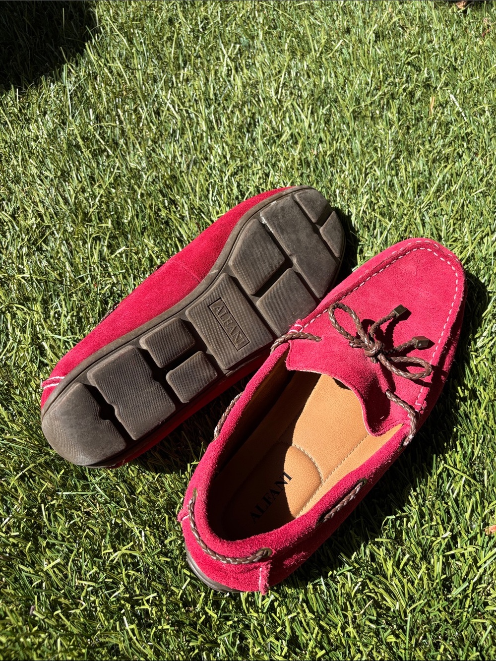 Alfani Red Suede Moc Toe Driving Loafers